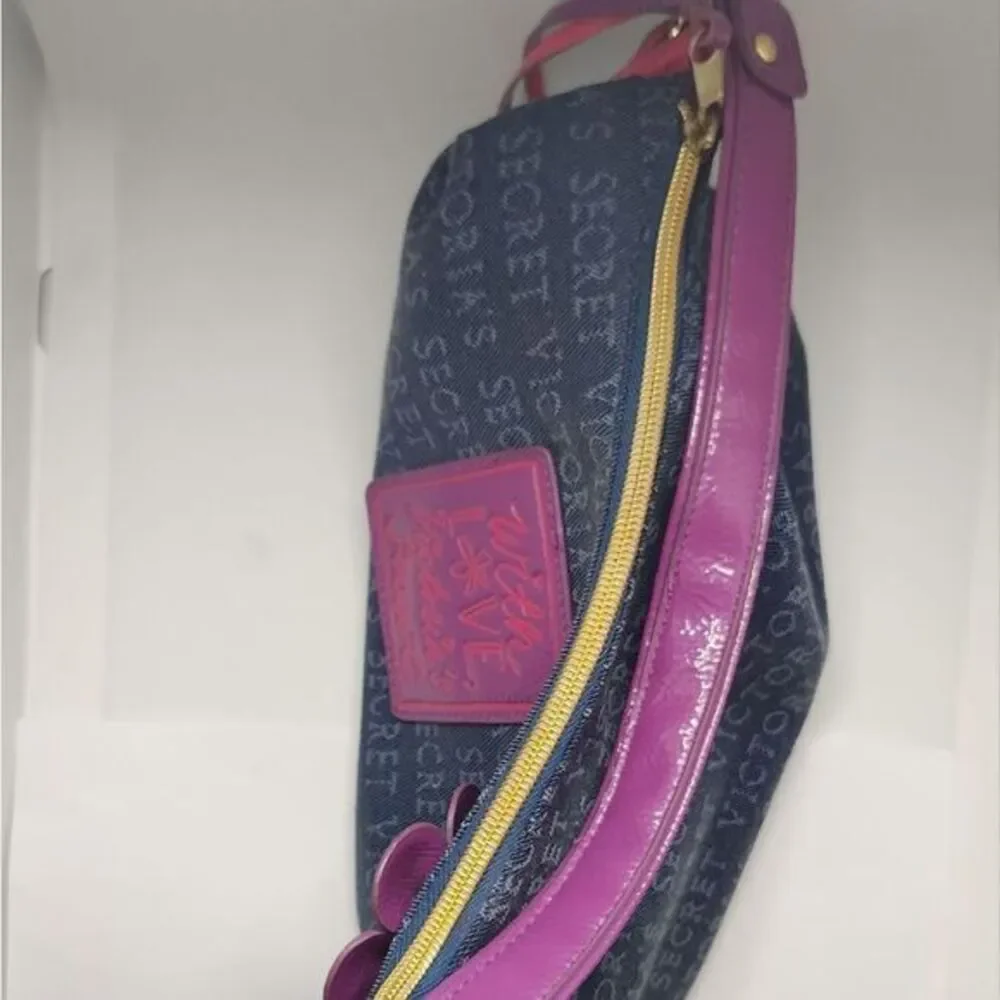 Victoria Secret With Love Vintage Denim Hobo Bag‎ Womens Purse Shoulder Bag